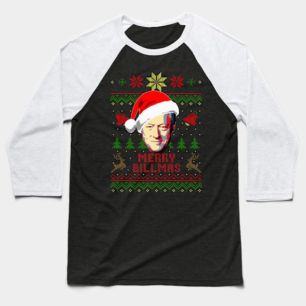 Bill Clinton Merry Clintmas Baseball T-Shirt by Nerd_art